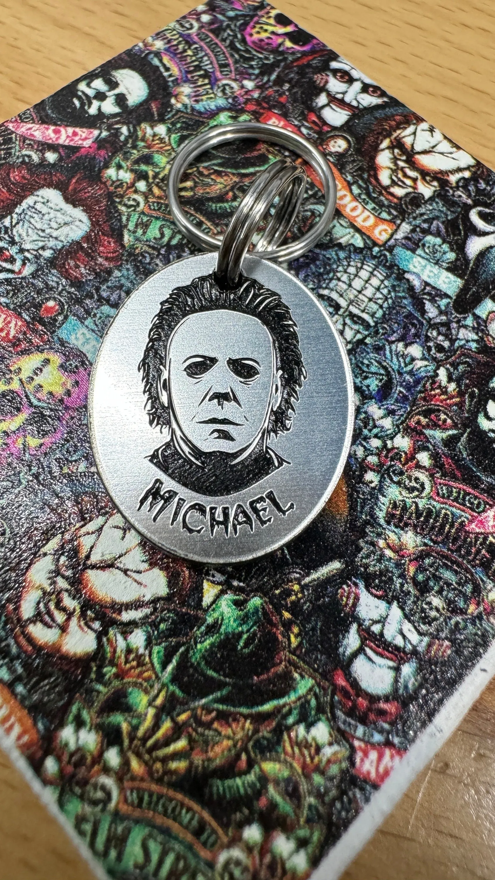 Michael Myers Pet Tag, Michael Myers Personalized Pet Tag - Scary Mask Pet Tag - Psycho Pet Tag