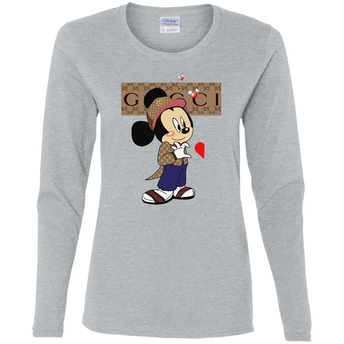 Mickey Mouse Love Couple T-shirt Valentine's Day T-shirt Women Long Sleeve Shirt