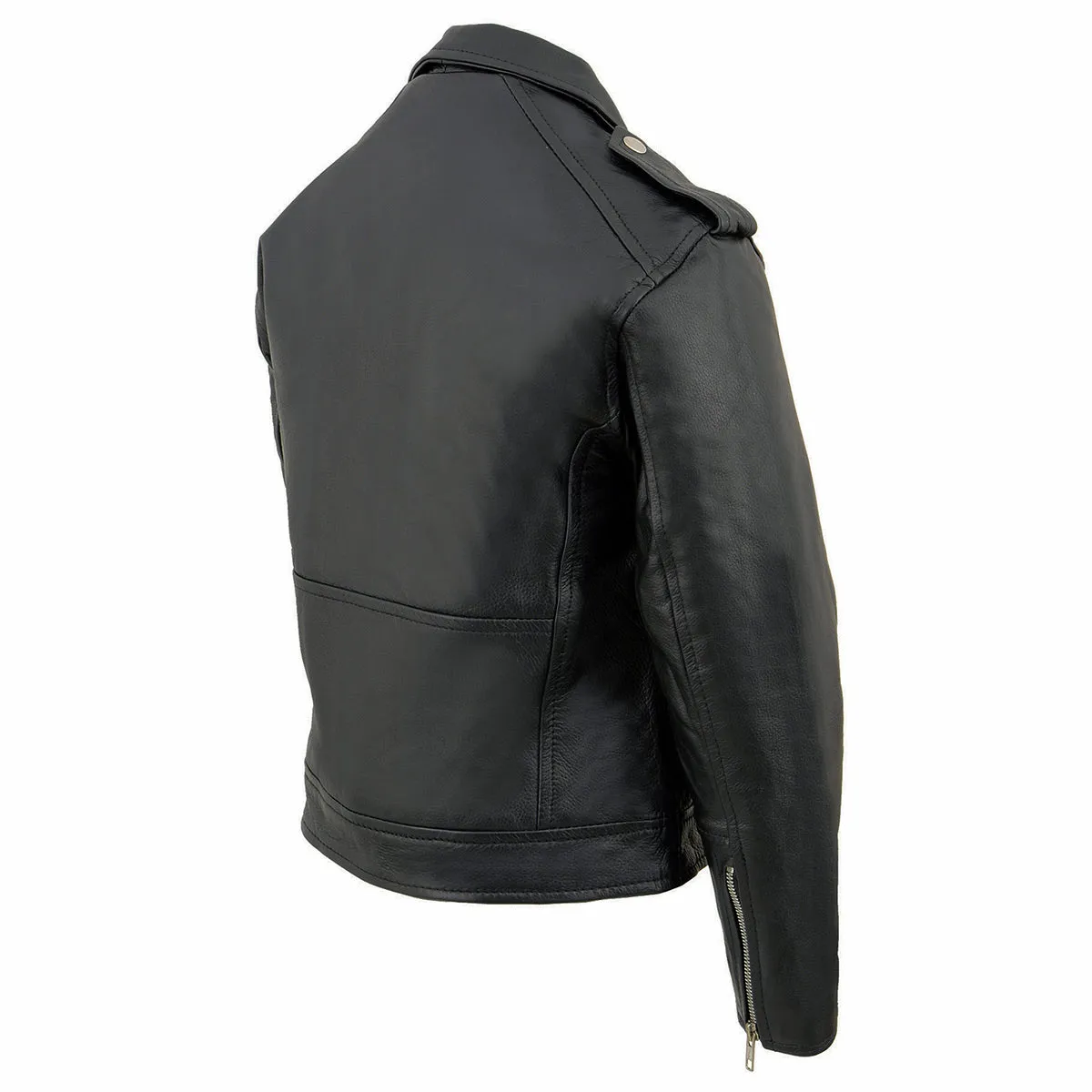 Milwaukee Leather LKK1920 Boy's Black Classic Leather Biker Jacket with Patch Pocket Style