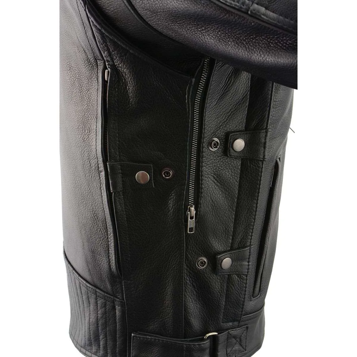 Milwaukee Leather MLM1545 Men's Quilted Pattern Triple Vent Black Leather Scooter Jacket