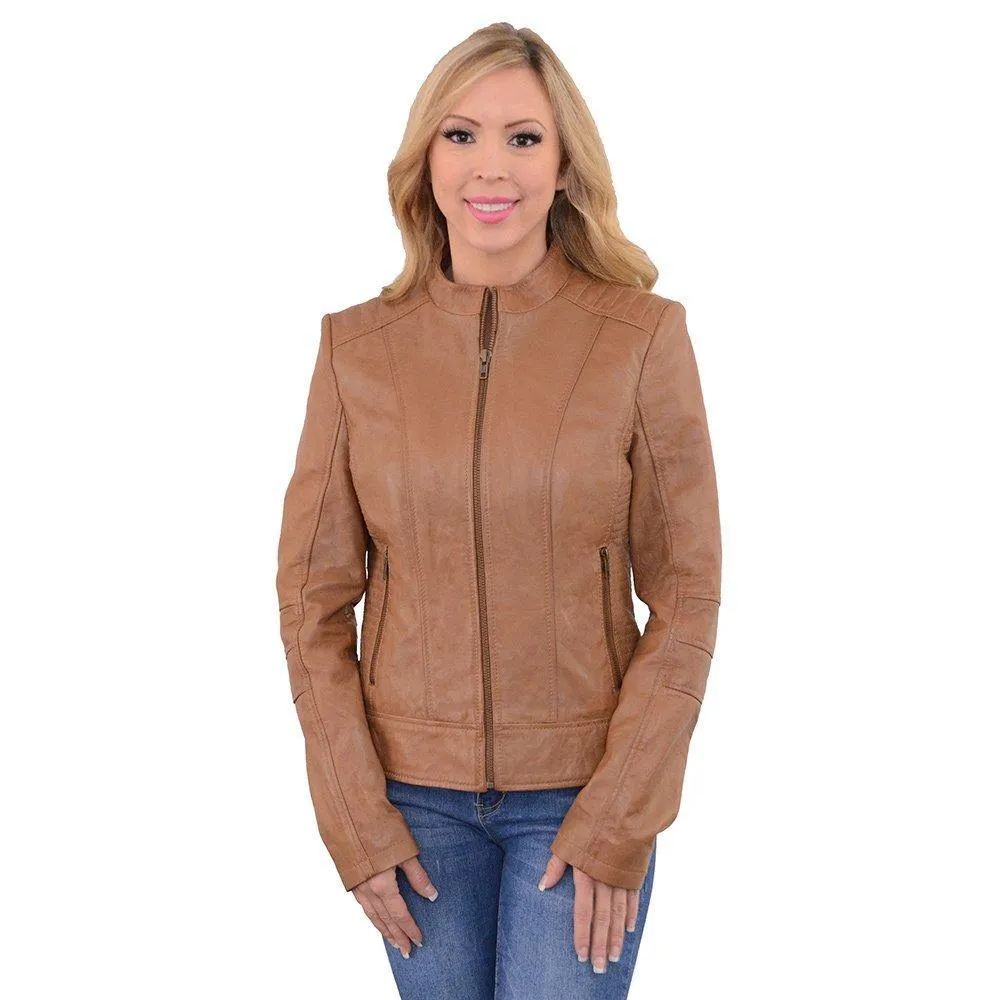 Milwaukee Leather SFL2860 Women's Saddle Zip Front Stand Up Collar Leather Jacket