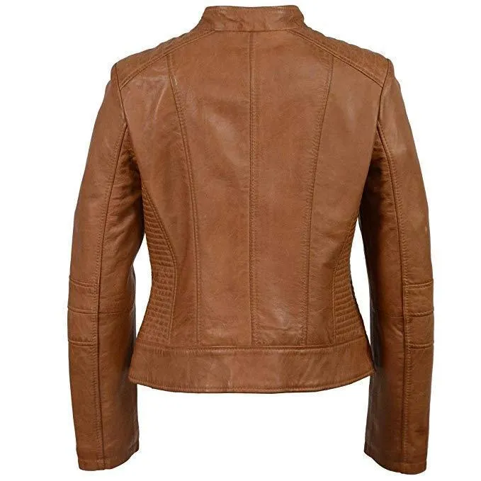 Milwaukee Leather SFL2860 Women's Saddle Zip Front Stand Up Collar Leather Jacket