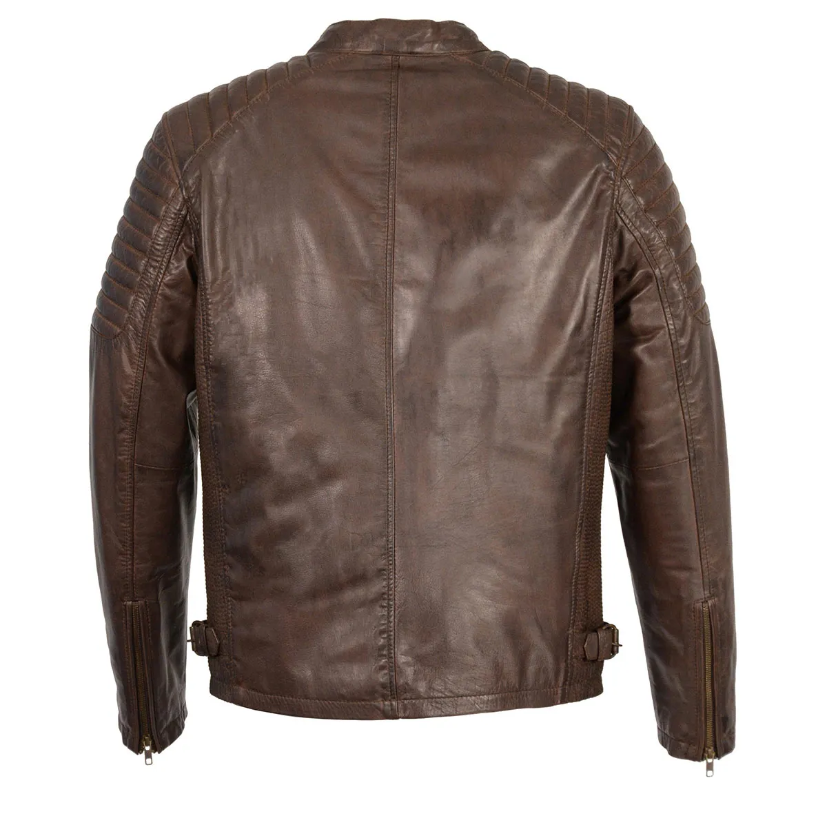 Milwaukee Leather SFM1840 Men's 'Quilted' Brown Leather Fashion Jacket