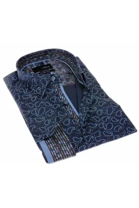 Navy Paisley Button Down Shirt