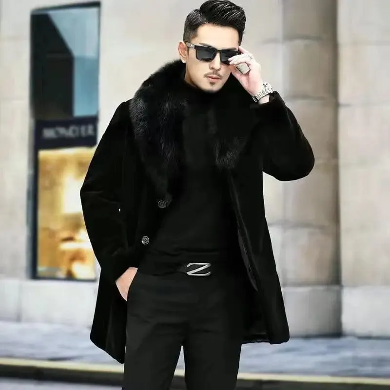 New imitation fox fur grass oversized plush men's coat, autumn and winter