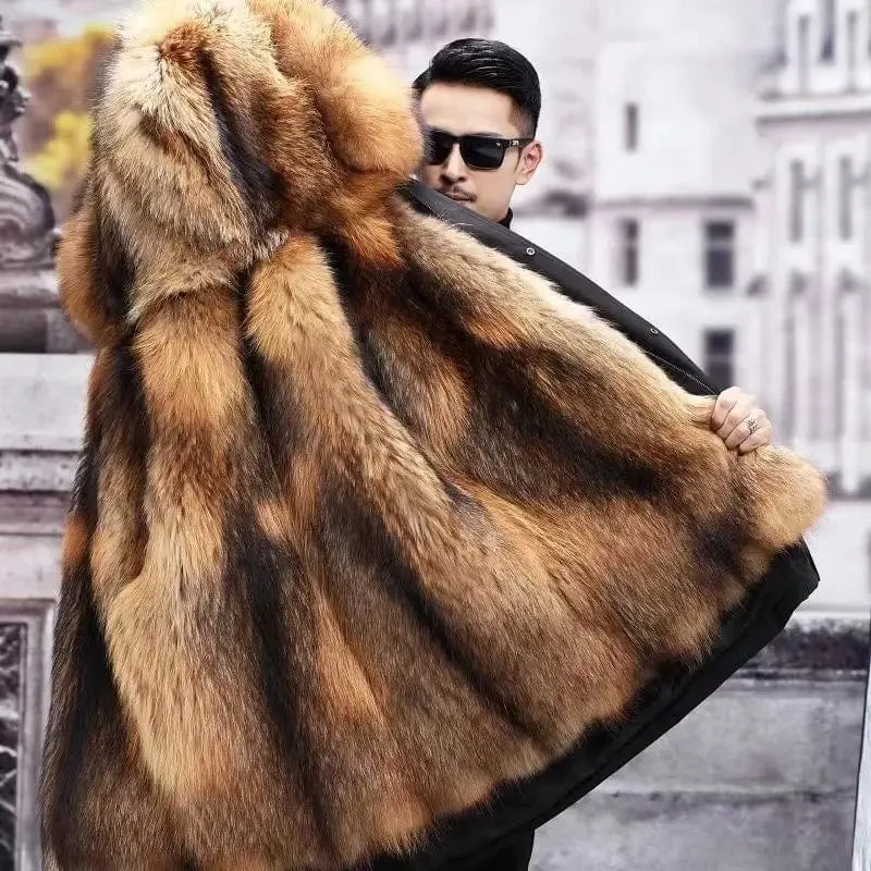 New imitation fox fur grass oversized plush men's coat, autumn and winter