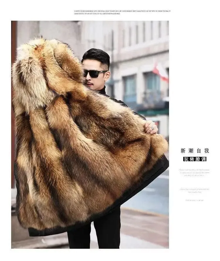 New imitation fox fur grass oversized plush men's coat, autumn and winter