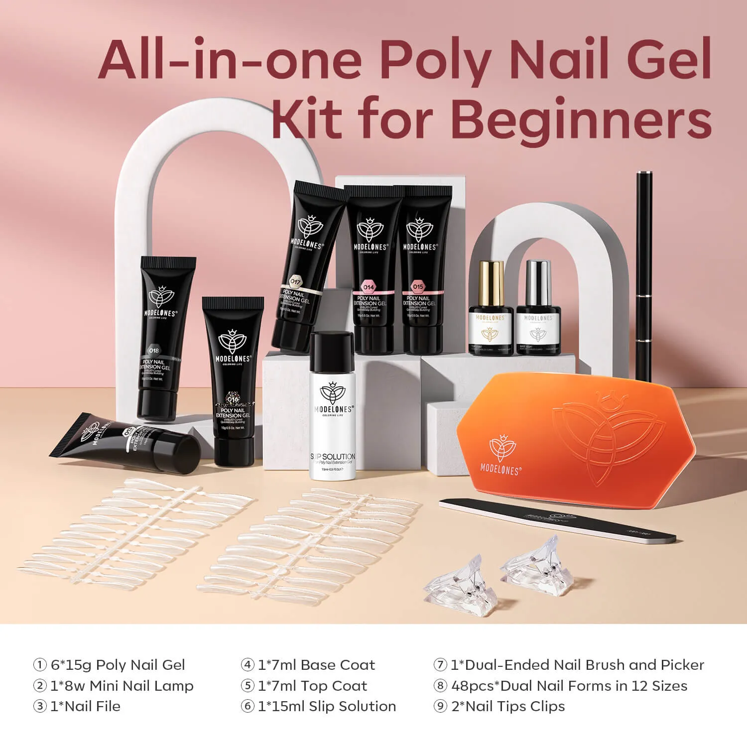 Nude Clear Black Pink - 6 Colors Poly Nail Gel Kit