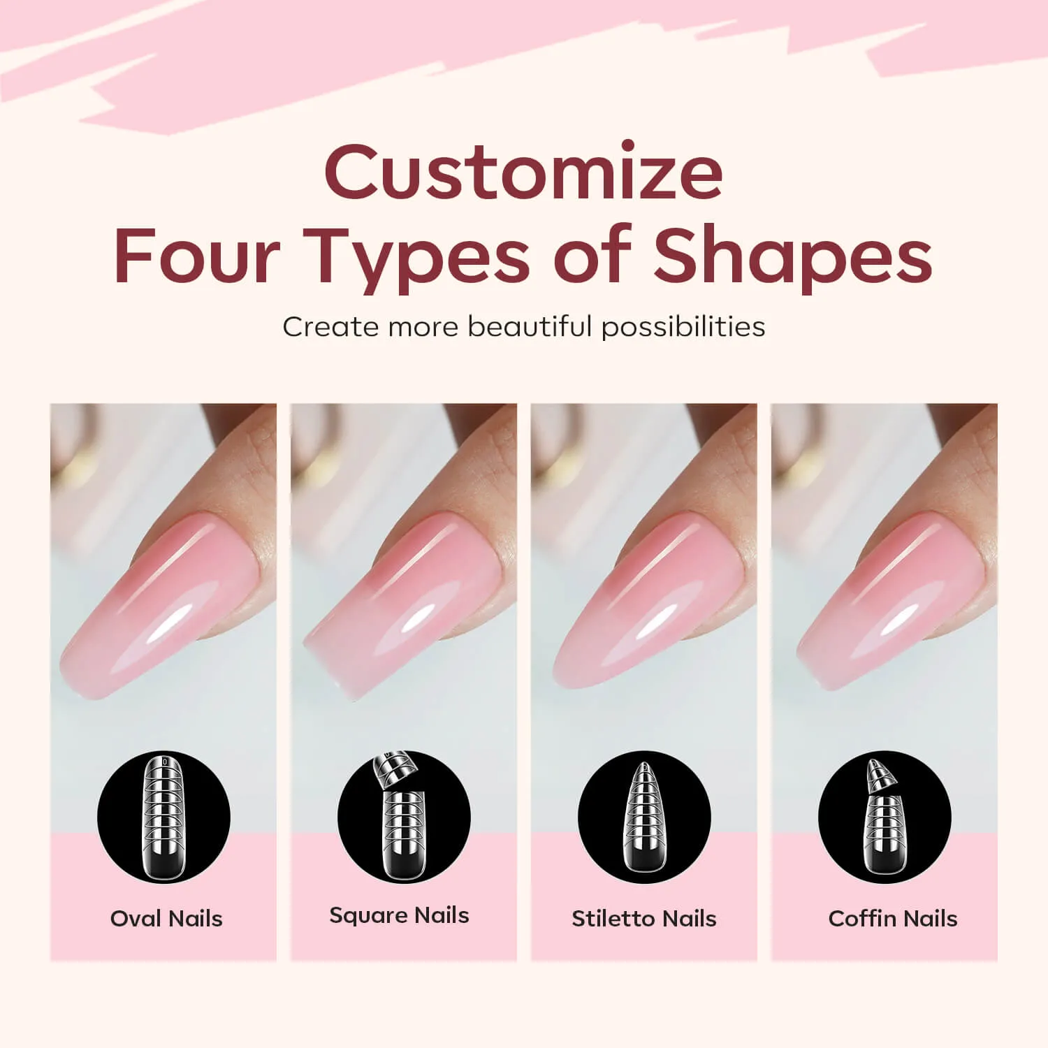 Nude Clear Black Pink - 6 Colors Poly Nail Gel Kit