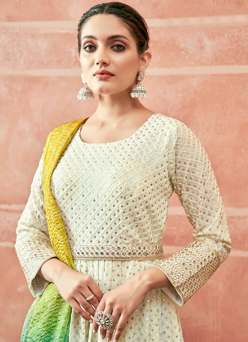 Off White Sequence Embroidered Designer Anarkali Suit