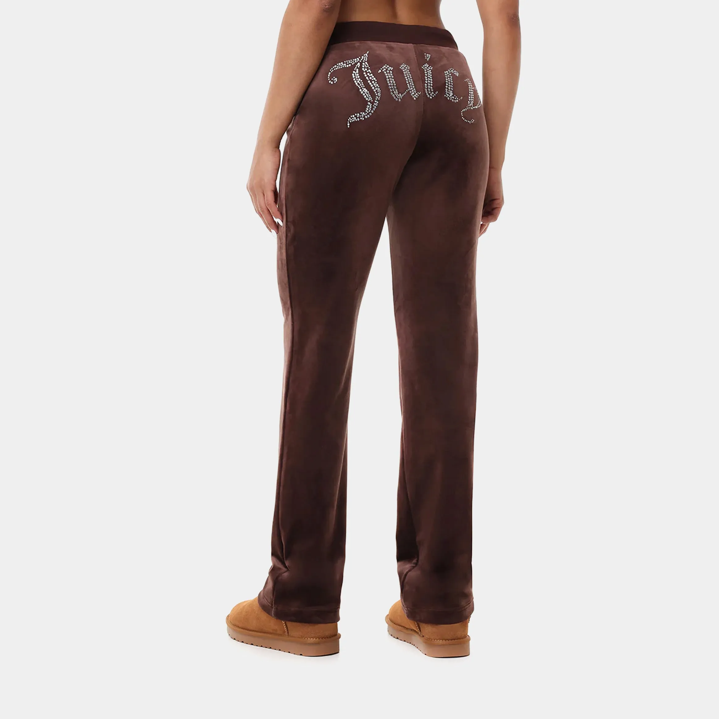 Og Big Bling Velour Womens Track Pants (Dark Brown)