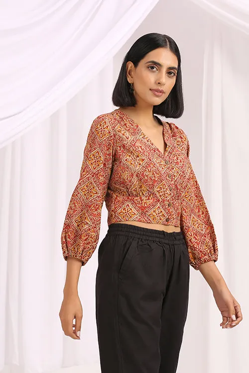 Okhai 'Rowshan' Hand Block Printed Kalamkari Blouse