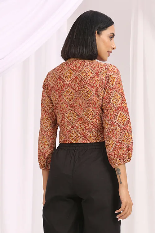 Okhai 'Rowshan' Hand Block Printed Kalamkari Blouse