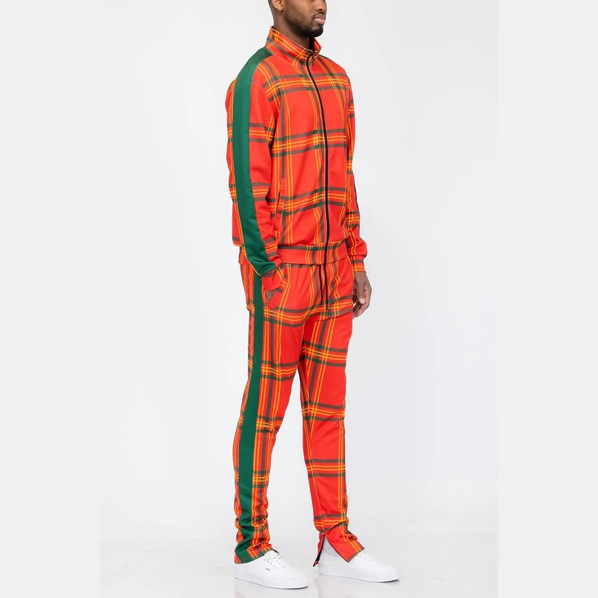 Orange & Green Plaid Track Set