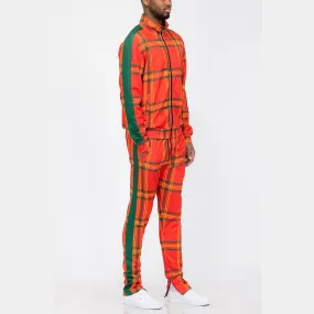 Orange & Green Plaid Track Set