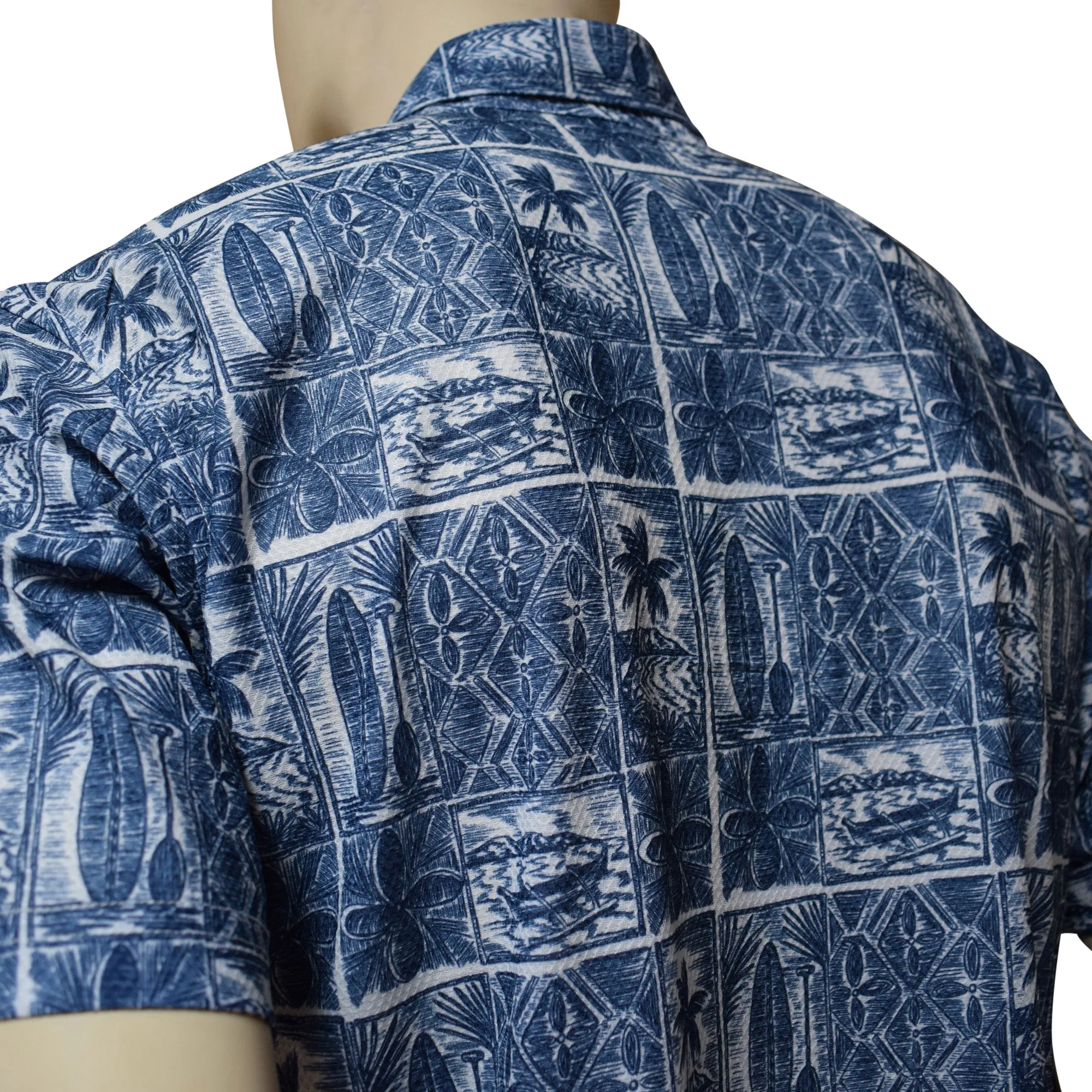 Paddle Block Printed Polo Shirt - Hawaiian All Over Pattern Premium Lightweight Fast-Drying Casual Men Unisex shirt