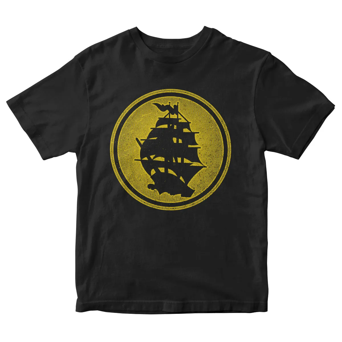 Pirates Press - Circle Logo - Gold On Black - T-Shirt