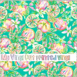 Printed Vinyl & HTV Orangita Teal Pattern 12 x 12 inch sheet