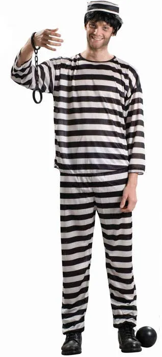 Prisoner Plus Size Mens Striped Convict Costume