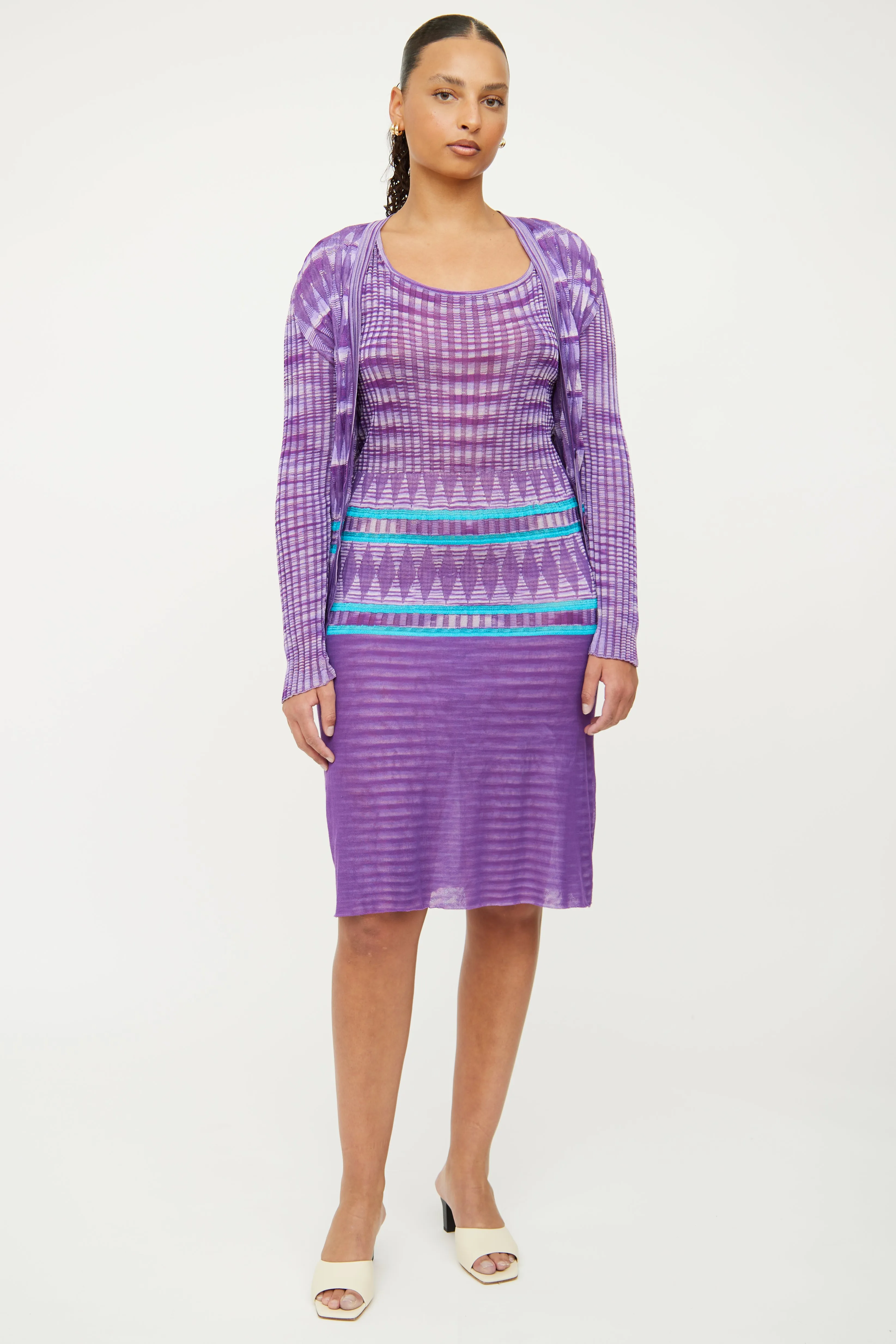 Purple Cardigan & Dress Set