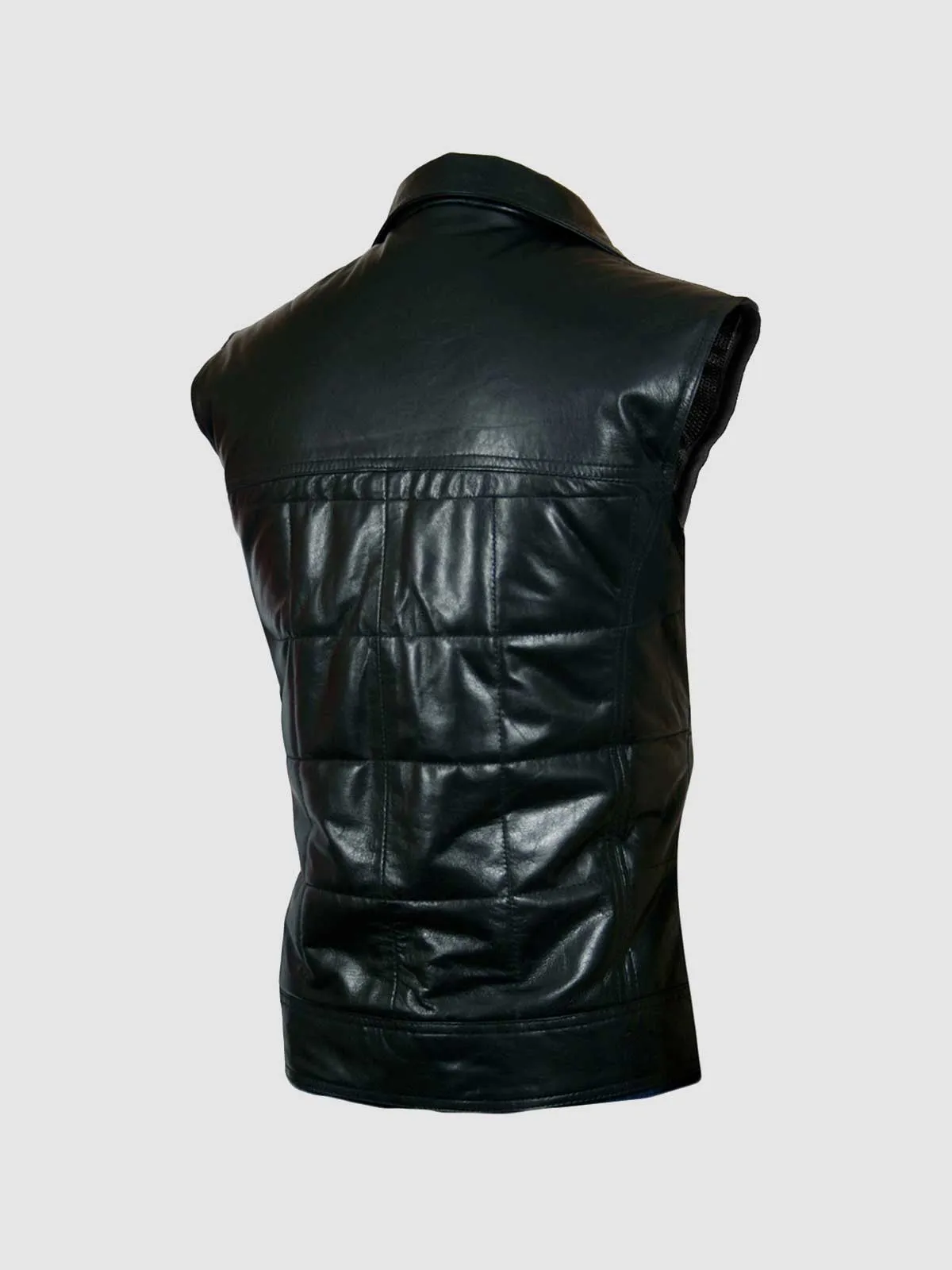 Quilted Black Leather Vest