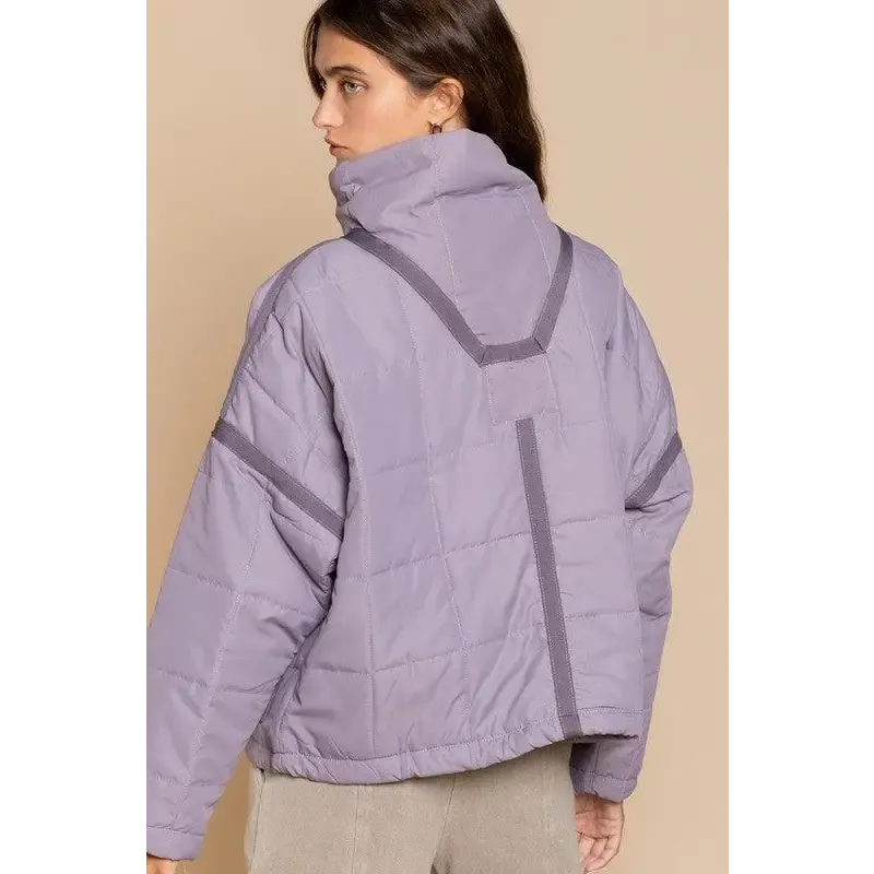 Quilted jacket with zipper closure