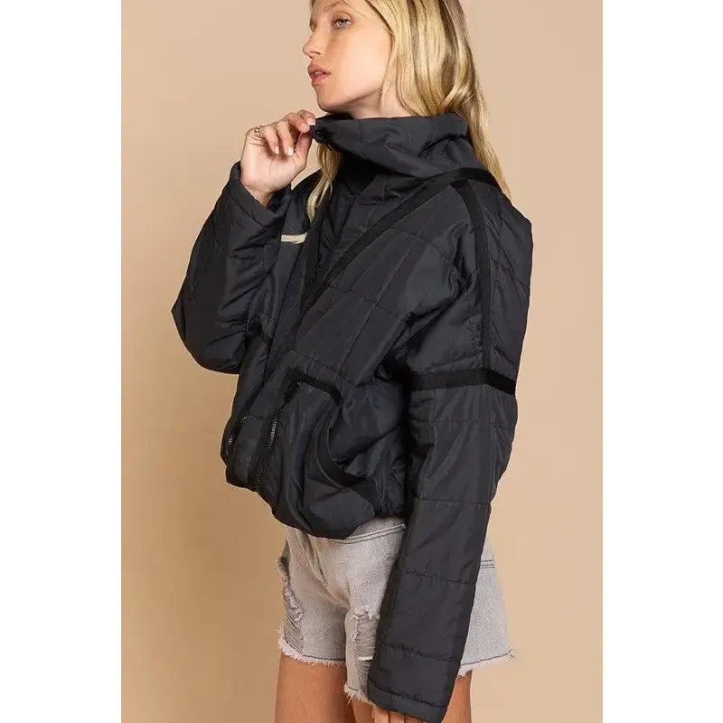 Quilted jacket with zipper closure