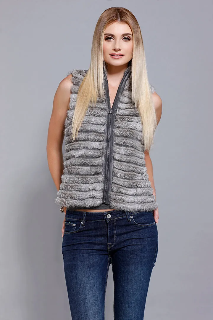 Rabbit Fur Zip Vest