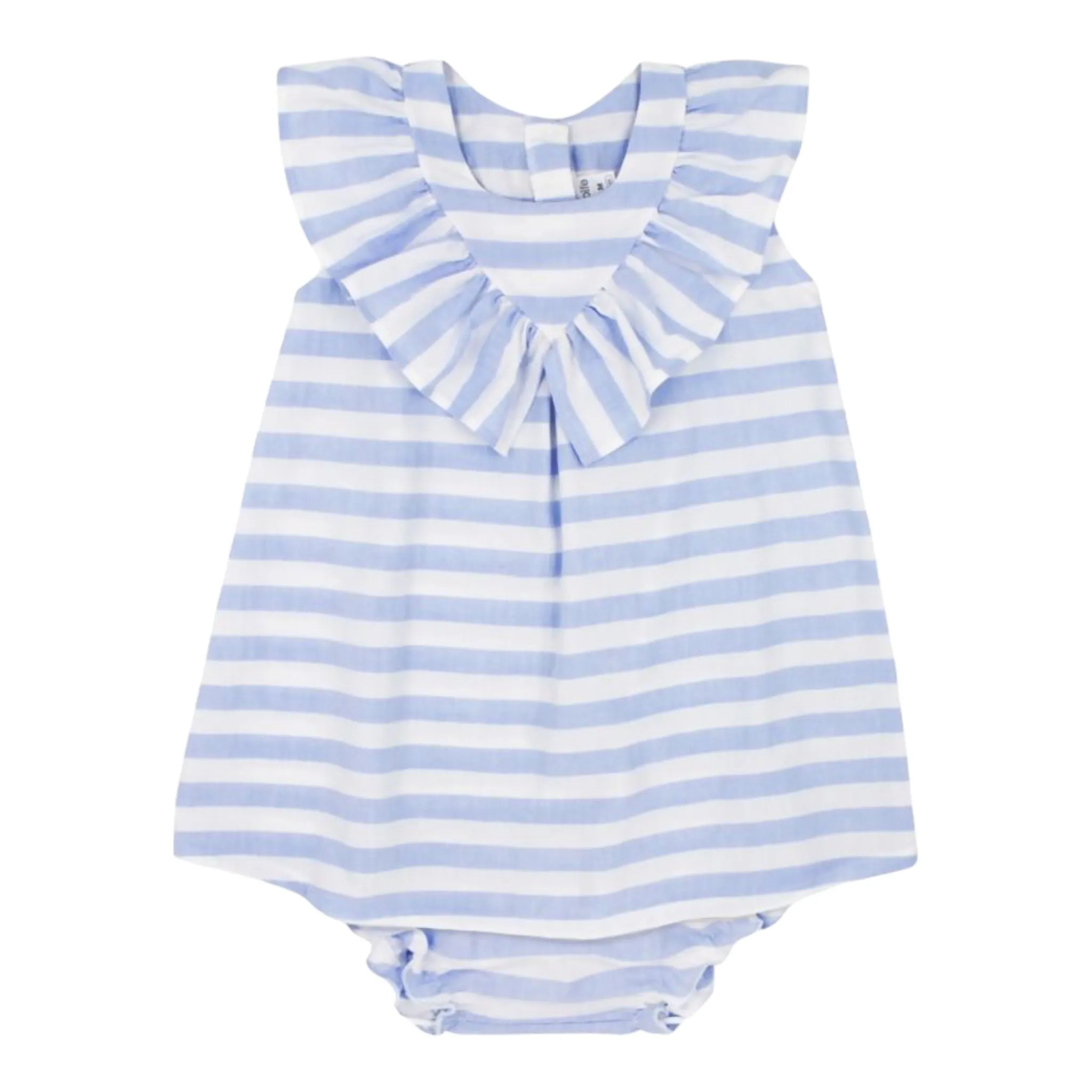 Rapife - Pale blue and white broad stripe dress