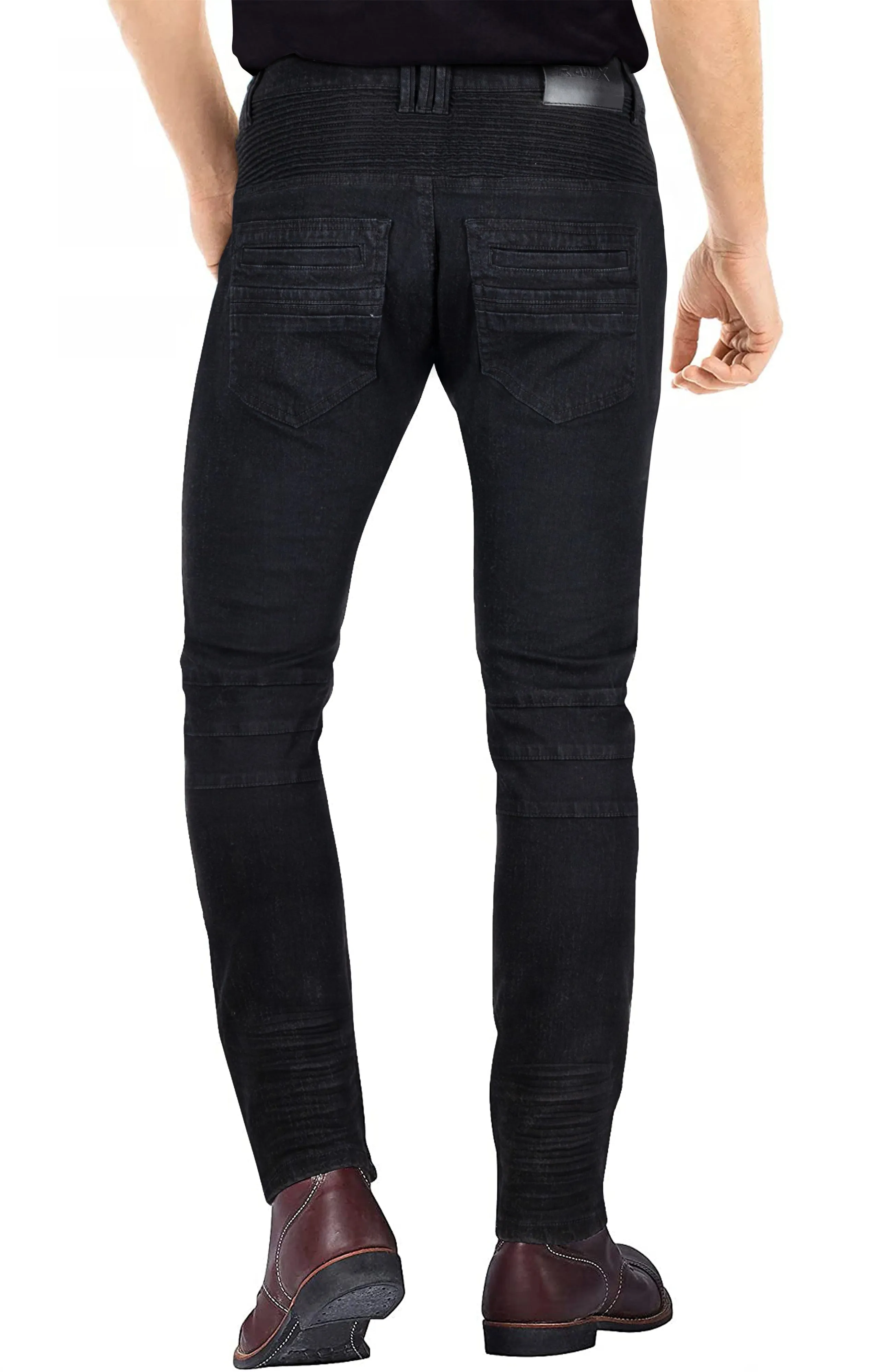 Raw X Men's Skinny Fit Comfy Flex Stretch Biker Moto Jeans