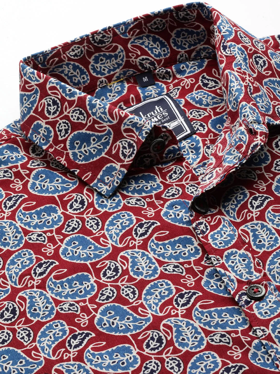 Red & Blue Cotton Printed Shirt