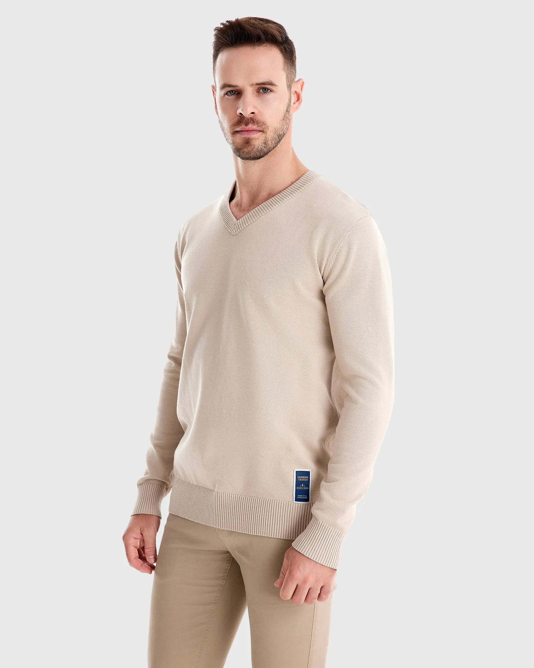 Ribbed V Neck Sweater