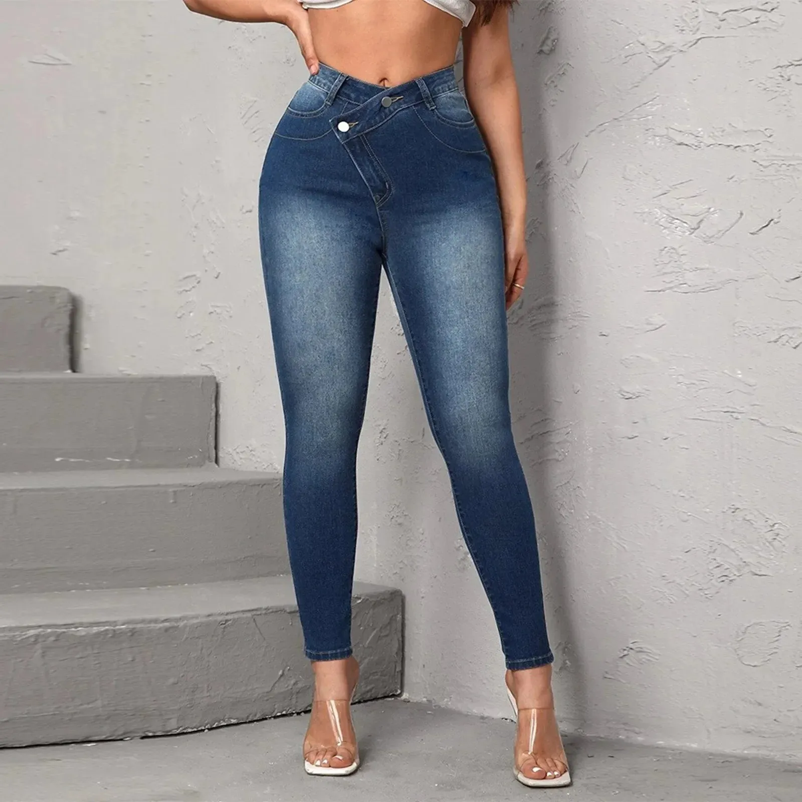 Ripped High Waist Denim Jeans