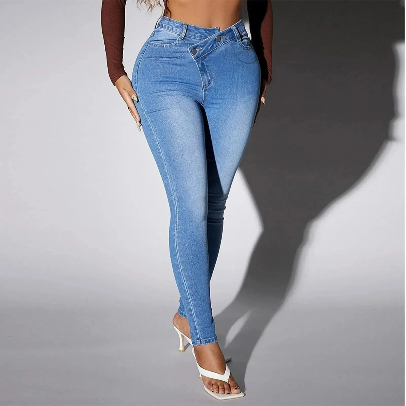 Ripped High Waist Denim Jeans