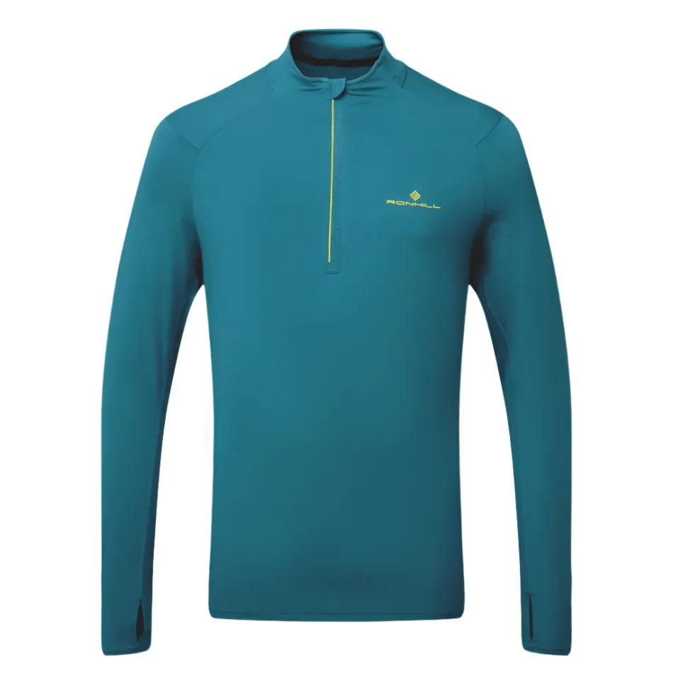 Ronhill Men's Core Thermal 1/2 Zip Top in Deep Teal/Acid AW24