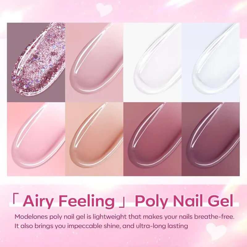 Rosy Pink - 42Pcs 6 Colors Poly Nail Gel Kit