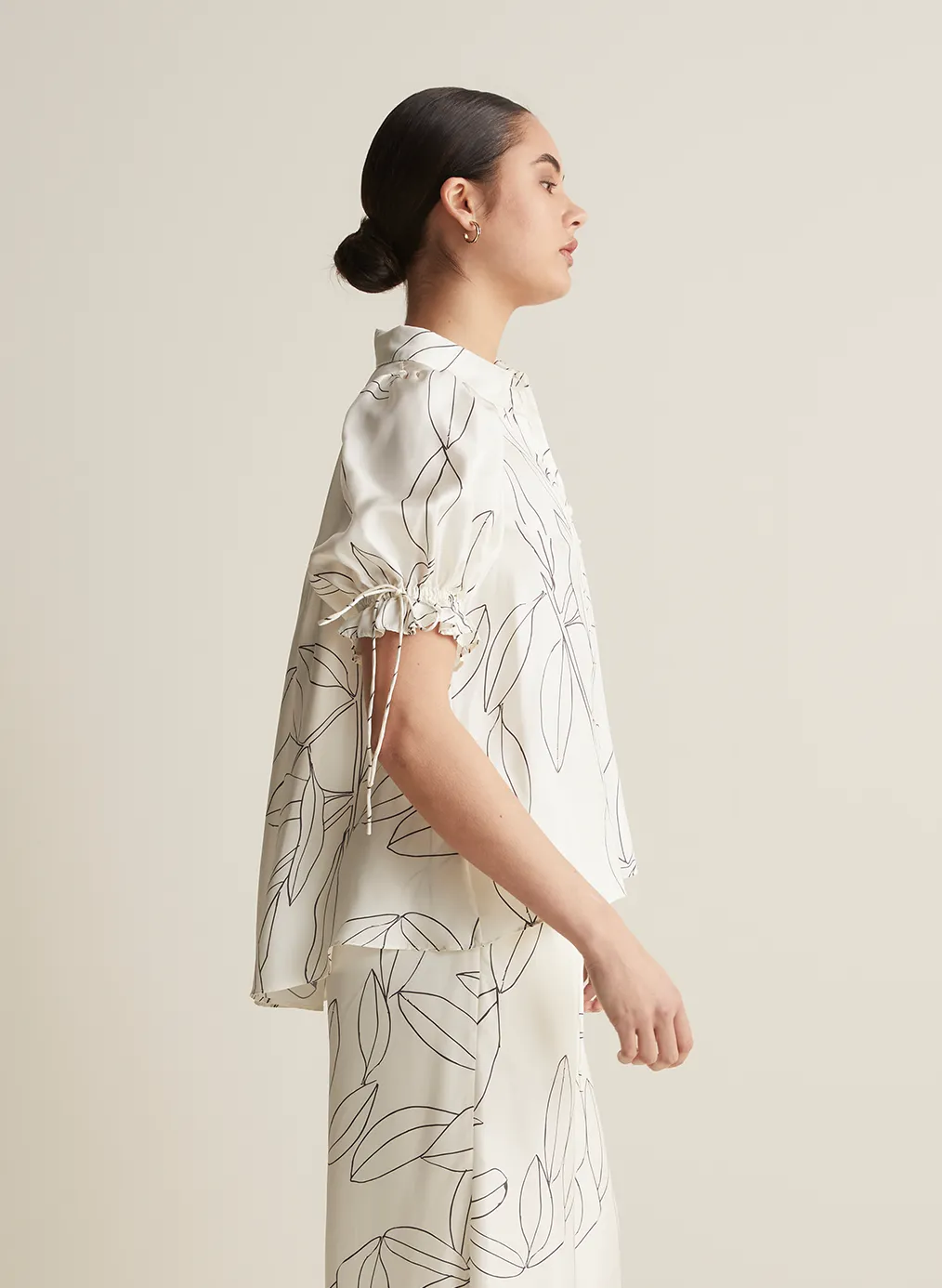 Sara Silk Shirt | Ficus Leaf Print