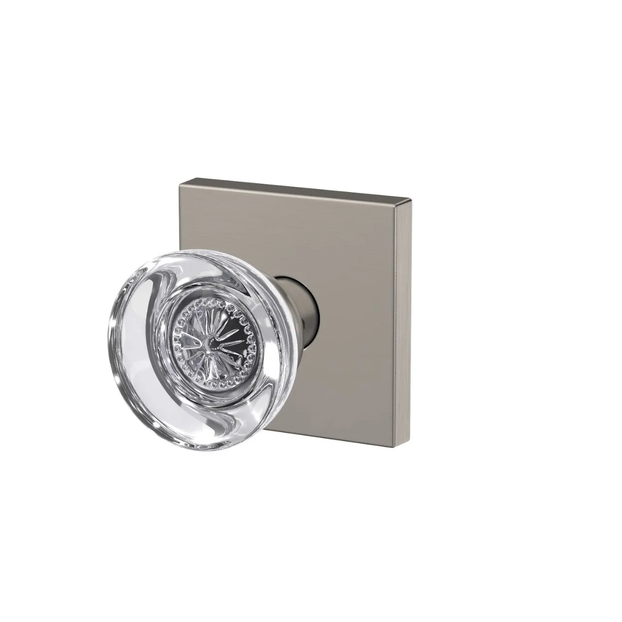 Schlage Custom Hobson Glass Non-Turning Knob Collins Trim