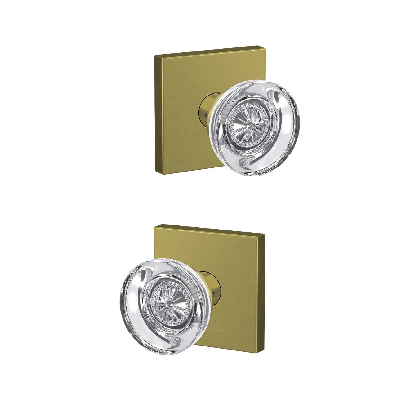 Schlage Custom Hobson Glass Non-Turning Knob Collins Trim