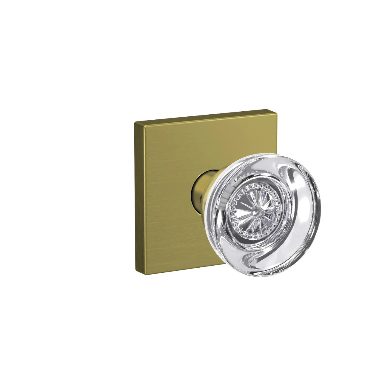 Schlage Custom Hobson Glass Non-Turning Knob Collins Trim