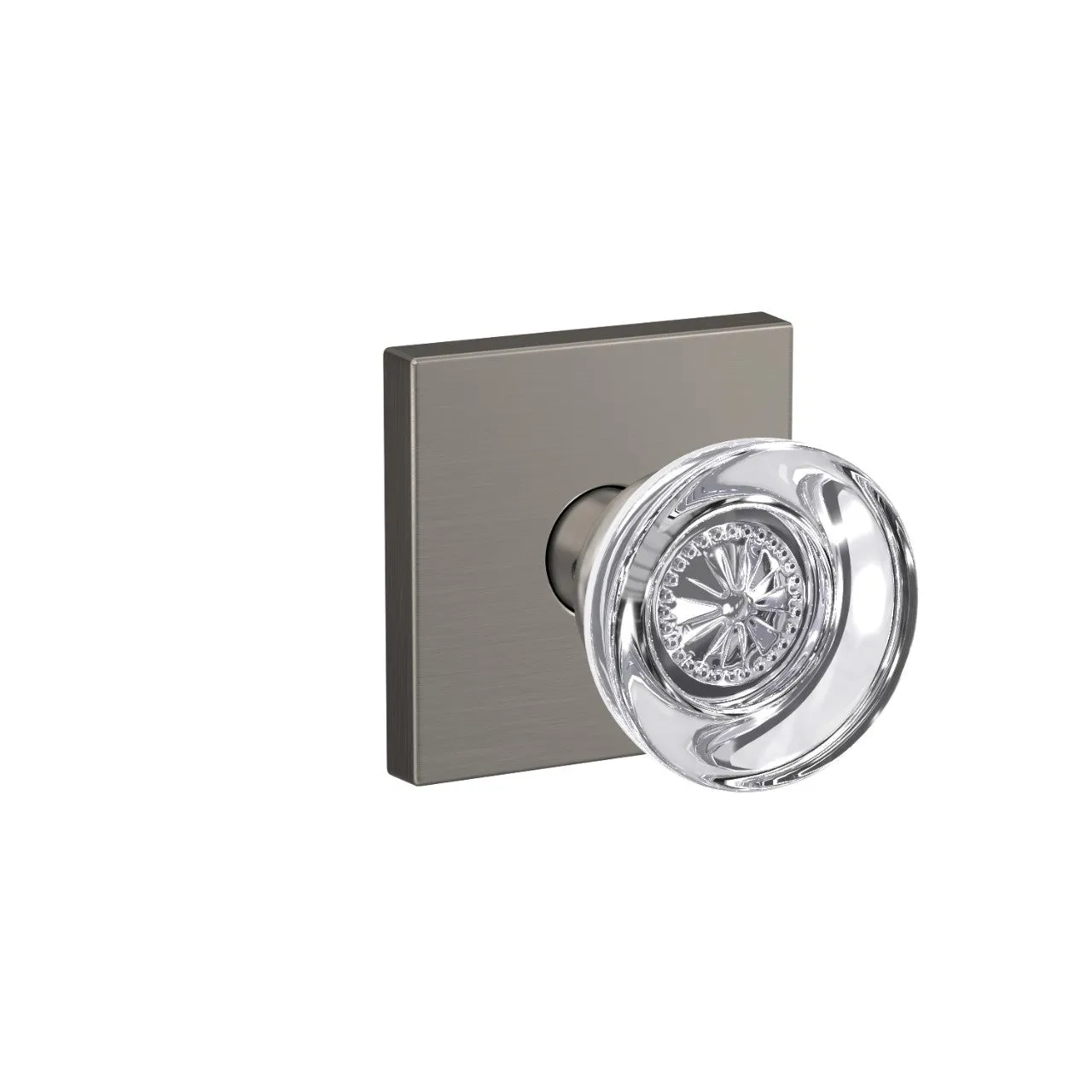 Schlage Custom Hobson Glass Non-Turning Knob Collins Trim