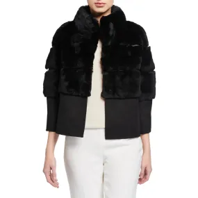 Sheared Rabbit Fur and Wool Short Jacket