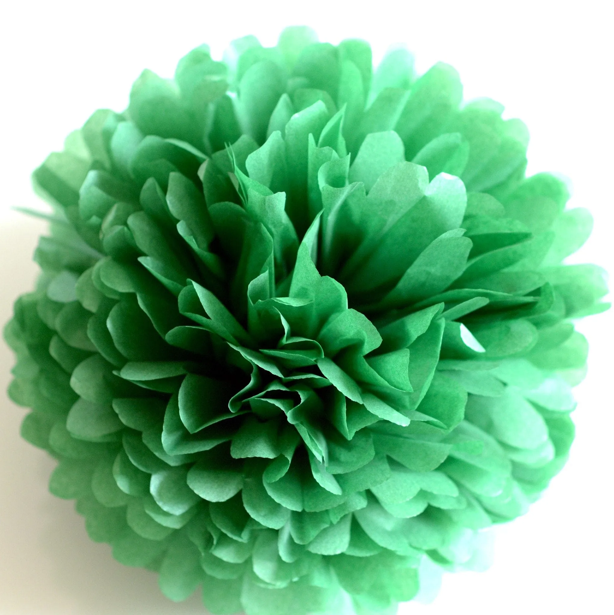 Shimmery Holiday green paper pom poms