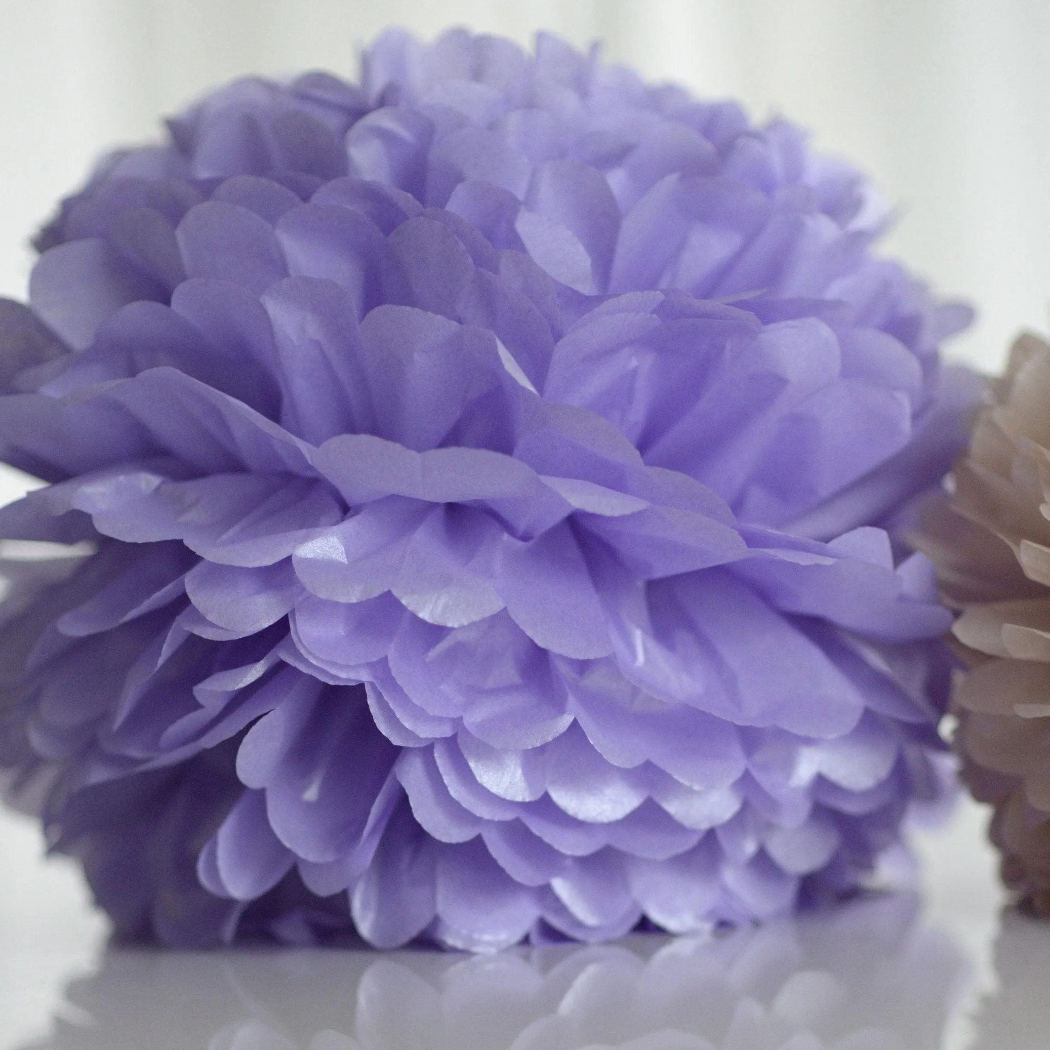 Shimmery lavender paper pom poms