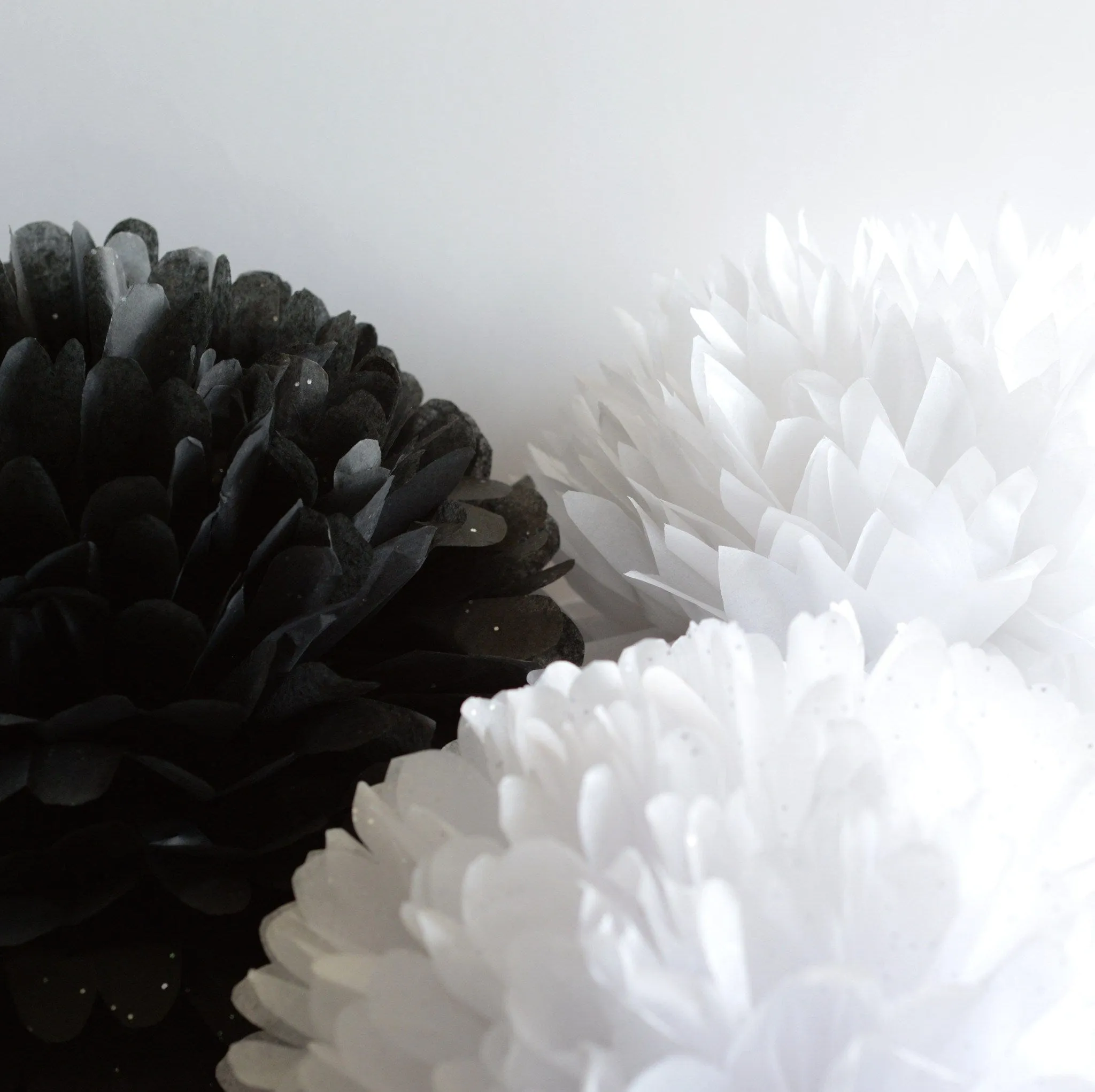 Shimmery Pearl white paper pom poms