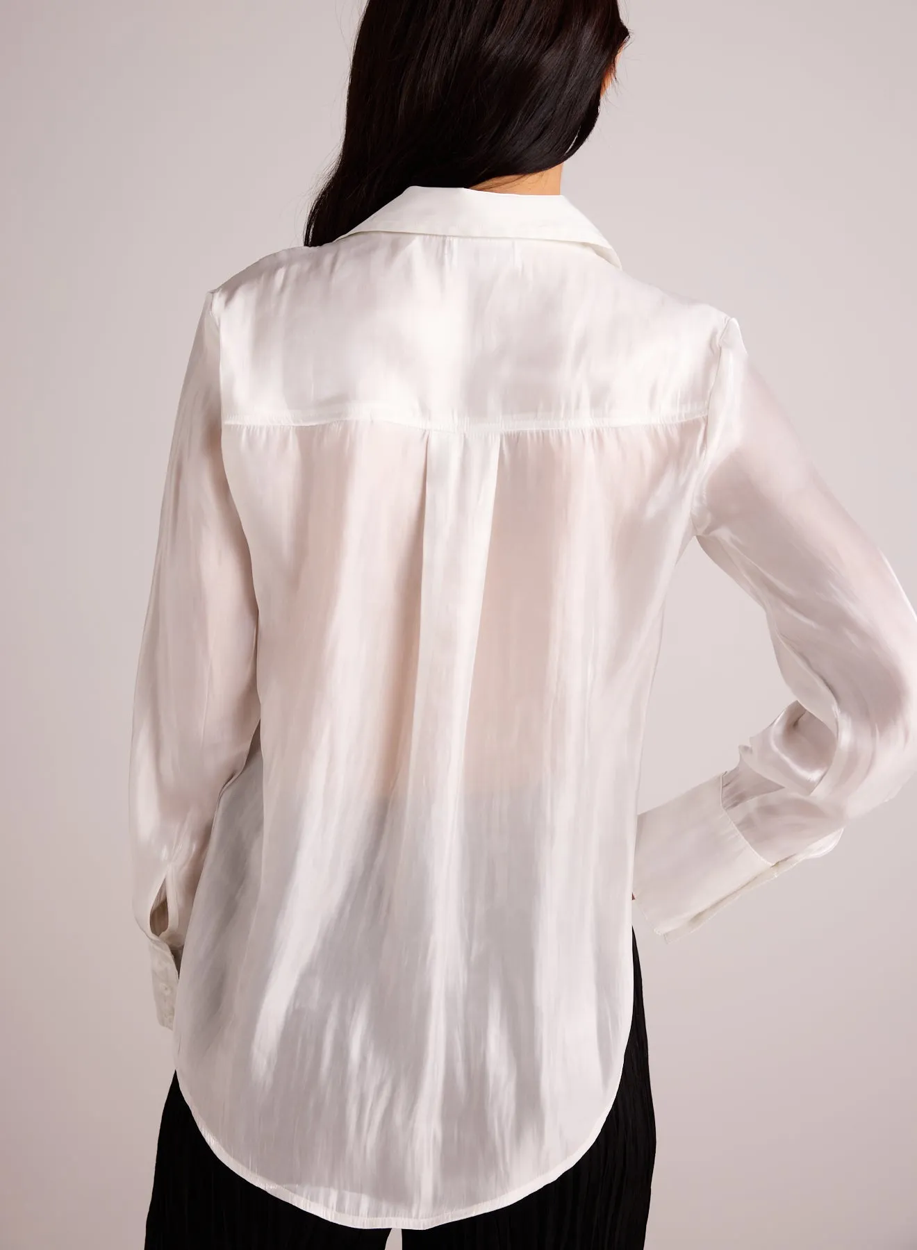 Shirt Tail Button Down - White Shimmer