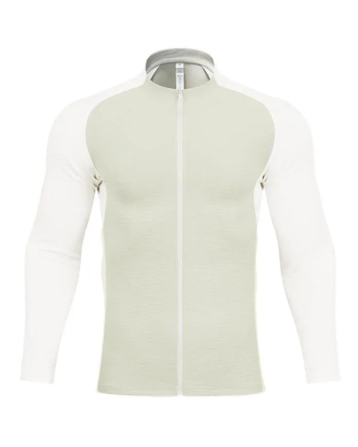 Shoulder Cut Two Tone Full Zip Long Sleeve