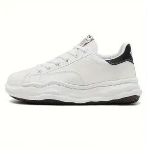 Sleek Low-Top Sneakers: Casual, Minimalist, and Trendy Design with Pure Color, Suitable for Men, Ideal for Casual Wear, Training, and Parties. Features Fabric Upper, Rubber Outsole, and PU Insole.