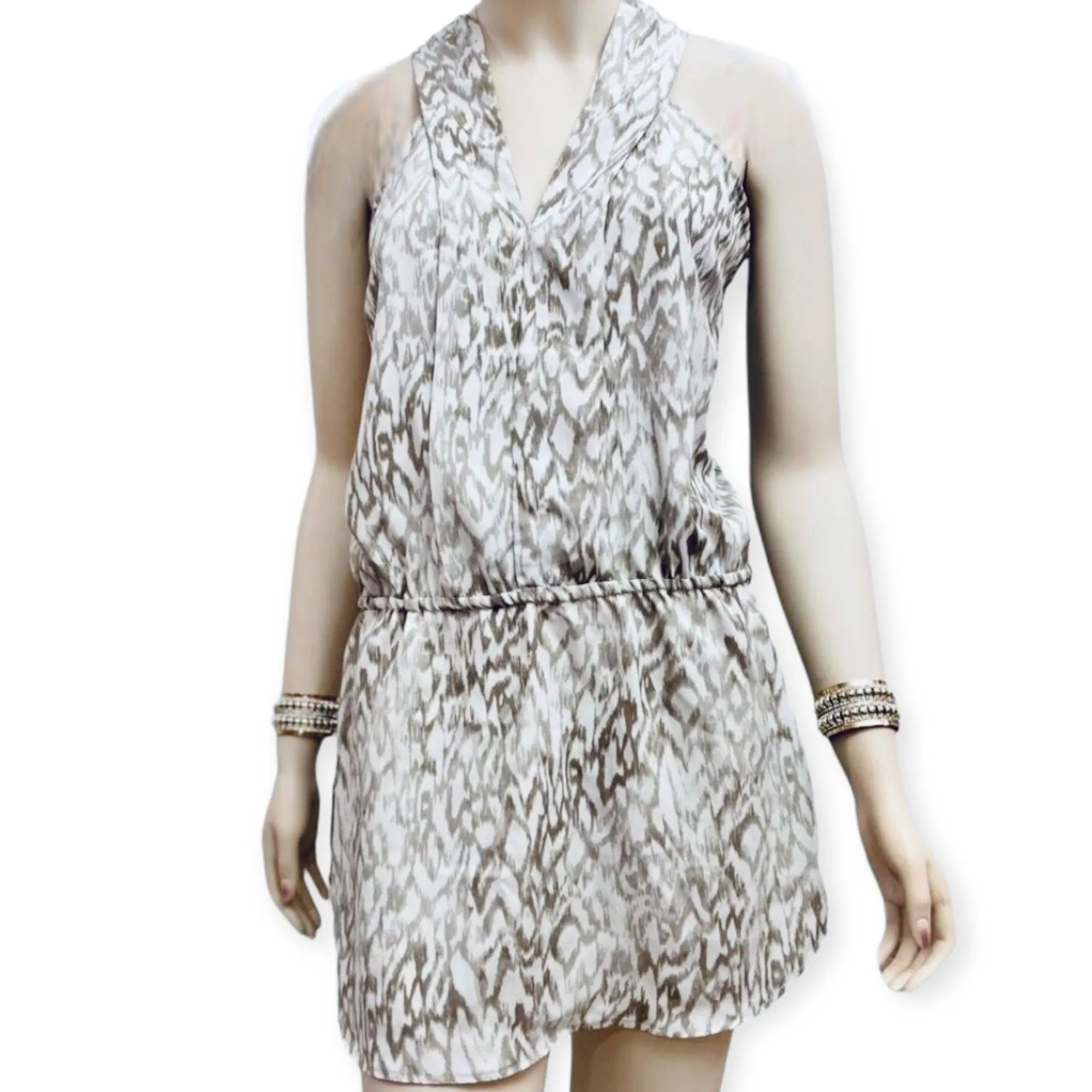 Sleeveless V Neck IKAT Mini Dress