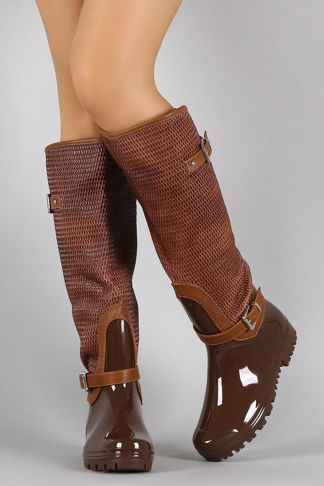 Snake Shaft Knee High Rain Boots